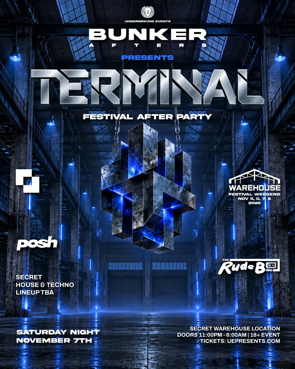 Bunker Afters Presents - TERMINAL - Festival After Party | Saturday, Nov 7th artwork