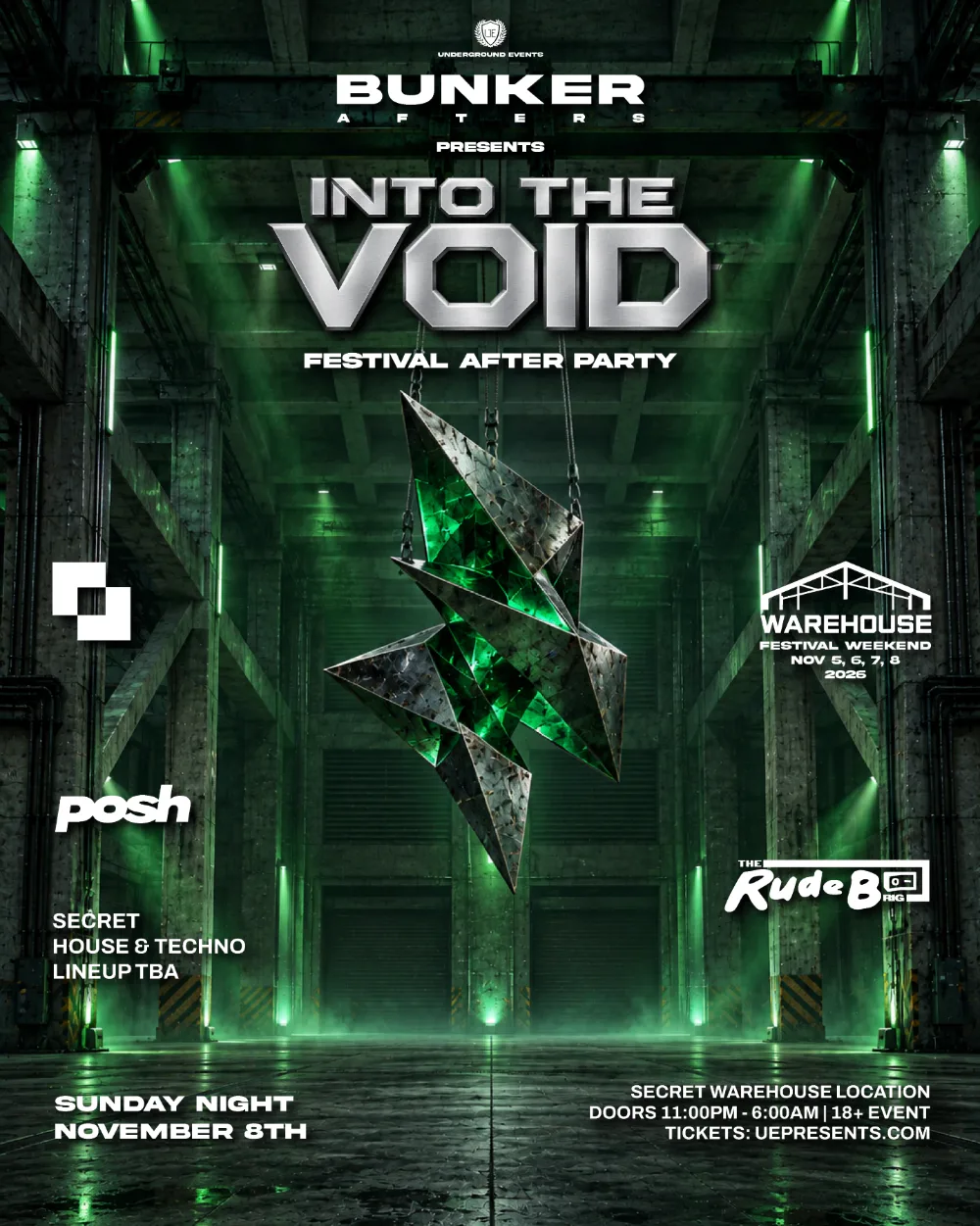 Bunker Afters Presents - INTO THE VOID - Festival After Party | Sunday, Nov 8th artwork