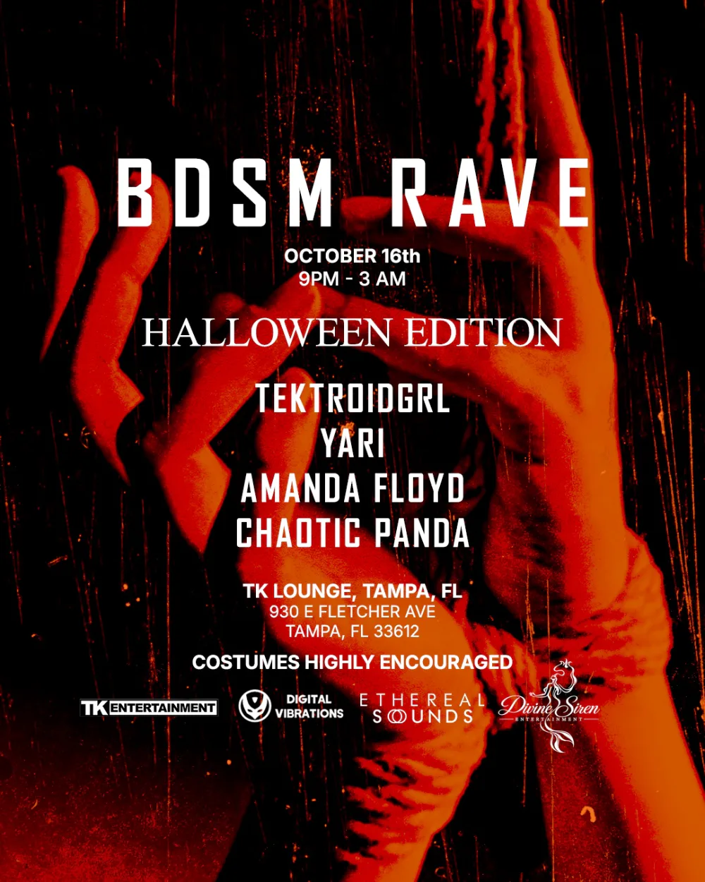 BDSM TECHNO RAVE ⛓️🎃:YARI (Venezuela),TEKTROIDgrl,Amanda Floyd,Chaotic Panda