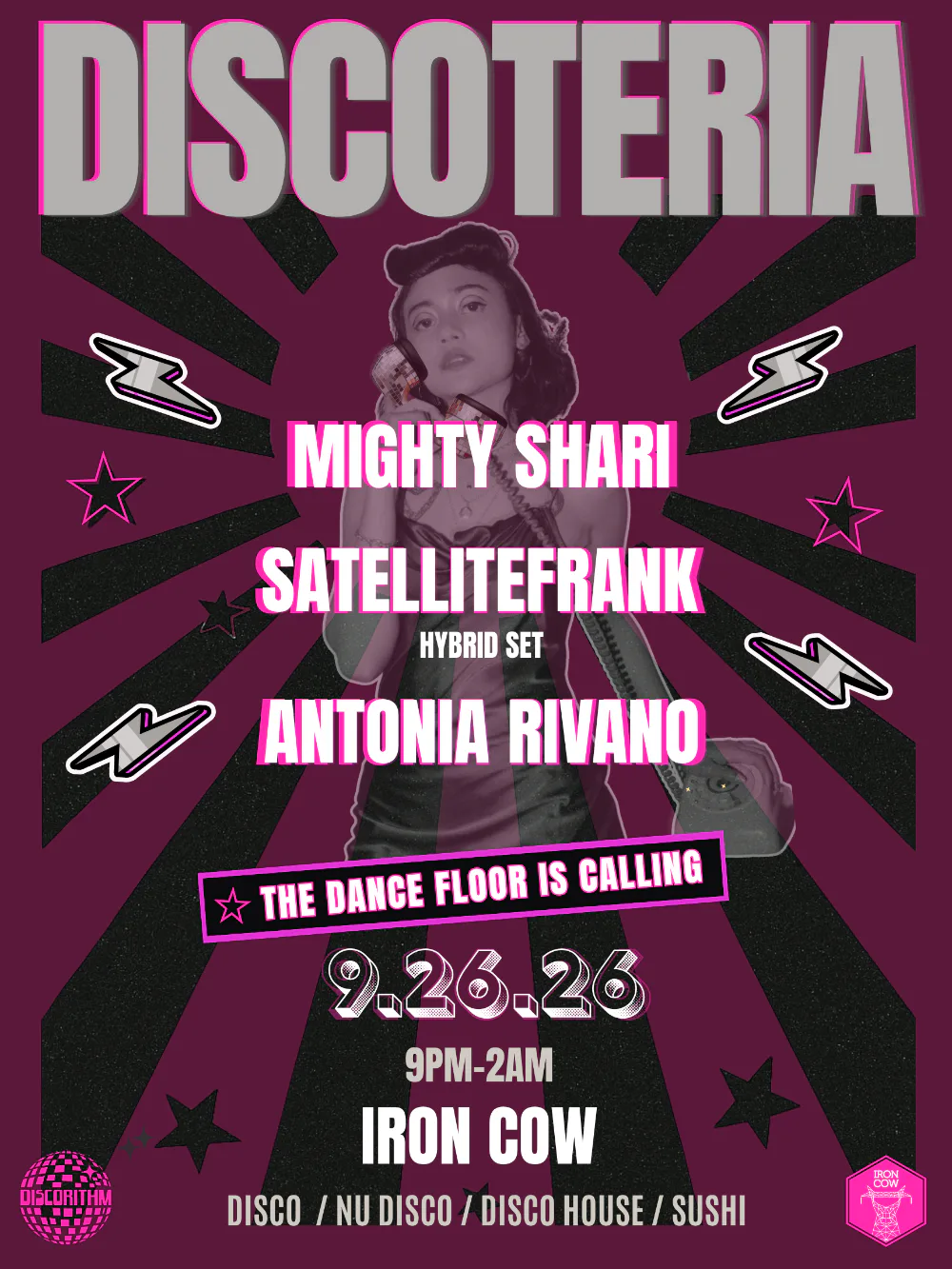 DISCOTERIA:Satellite Frank,Antonia Rivano,Mighty Shari