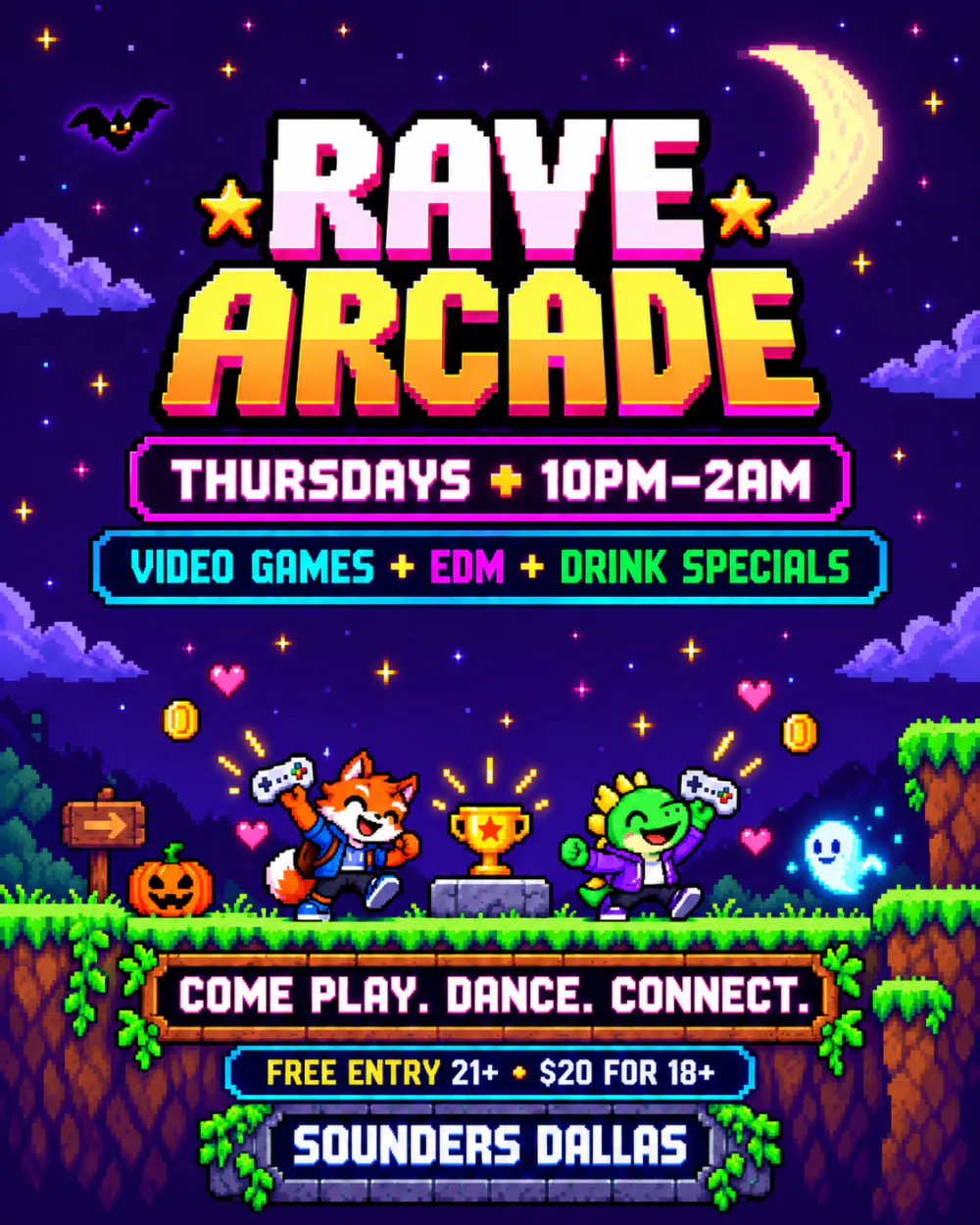 Rave Arcade — event flyer