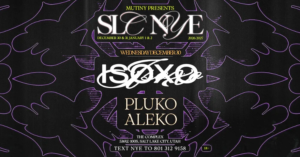 ISOxo, pluko, ALEKO — event flyer