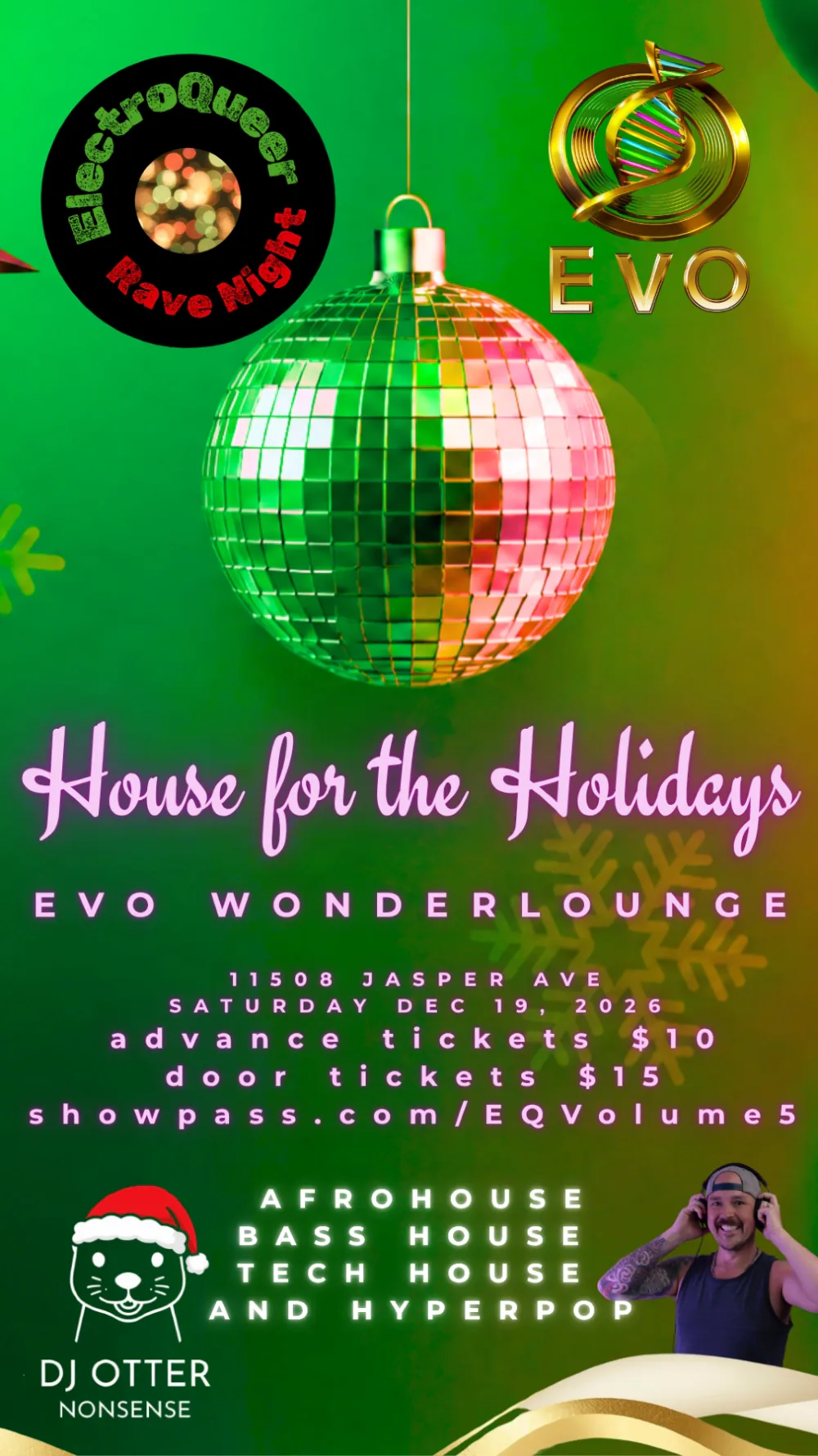 ElectroQueer Rave Night House For The Holidays — event flyer
