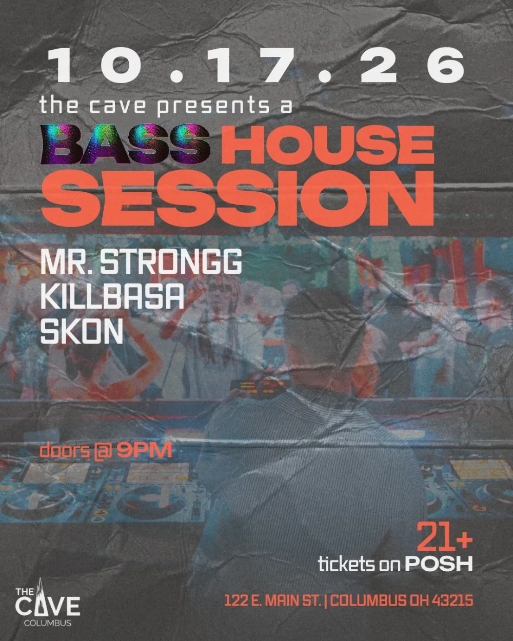 THE CAVE BASS HOUSE SESSION — event flyer