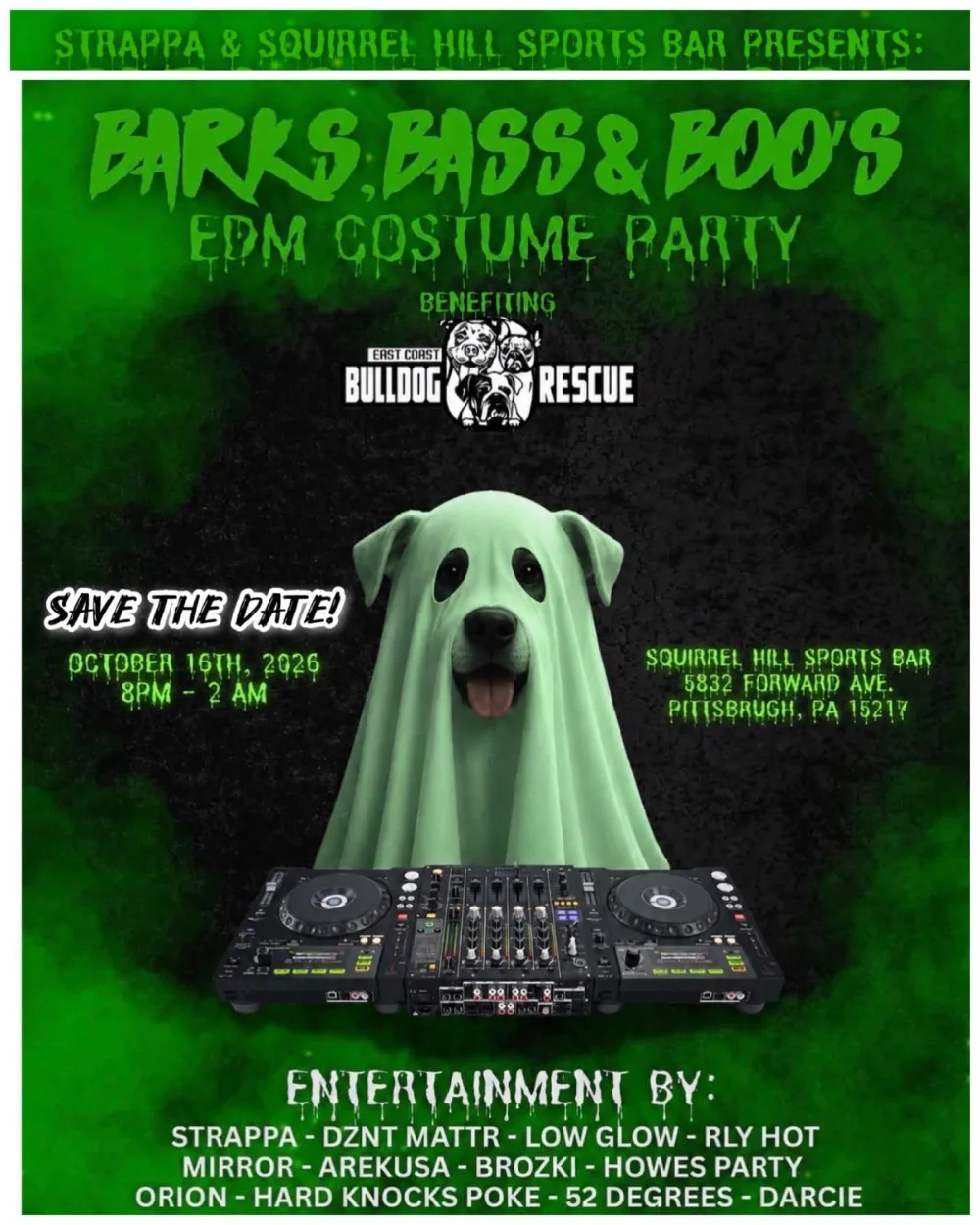 Strappa Presents - Barks, Bass & Boos — event flyer