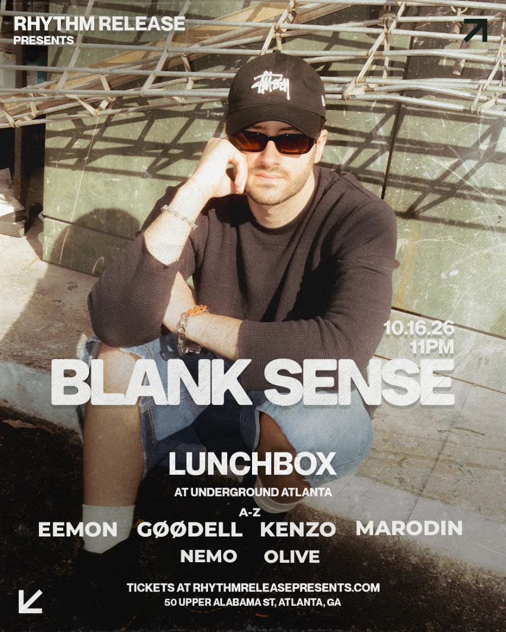 Blank Sense, Marodin, Goodell, Kenzo, Eemon, Nemo, DJ Olive — event flyer