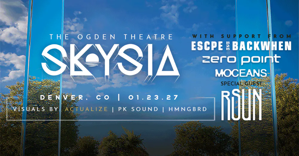 Skysia, rSUN, ESCPE, BACKWHEN, zero point, Moceans — event flyer