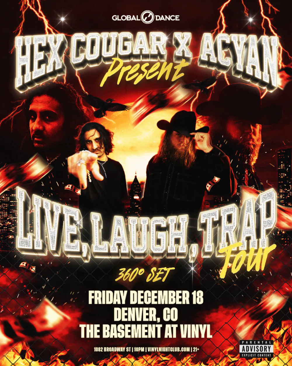 Hex Cougar, Acyan — event flyer