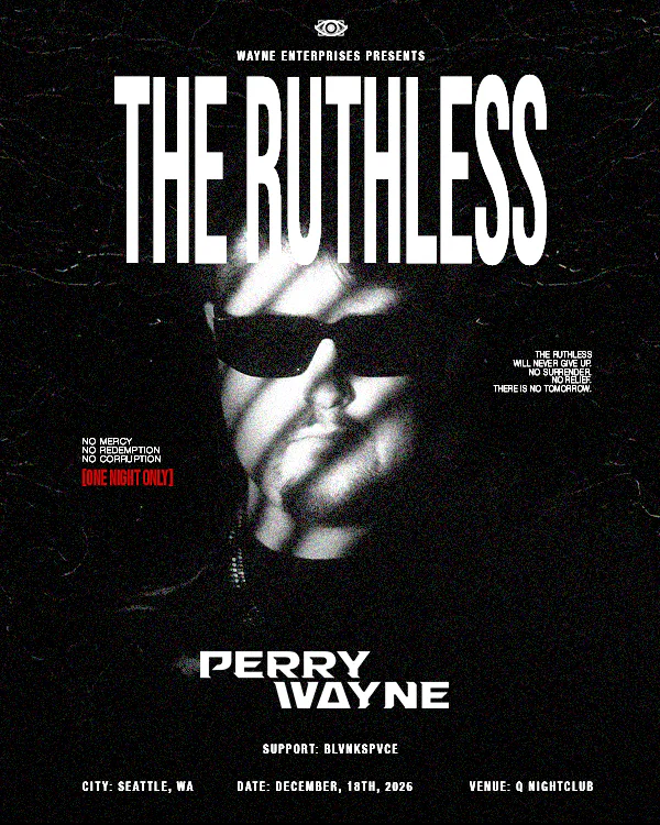 Perry Wayne, BLVNKSPVCE — event flyer